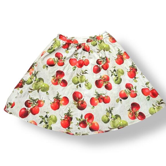 Retrolicious Dresses & Skirts - Retrolicious Apple Print Skater Skirt Small Red Green Cotton A Line Pockets USA
